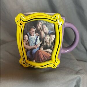 FRIENDS Mug with Yellow Frame and Purple Handle Customizable - Add your photo